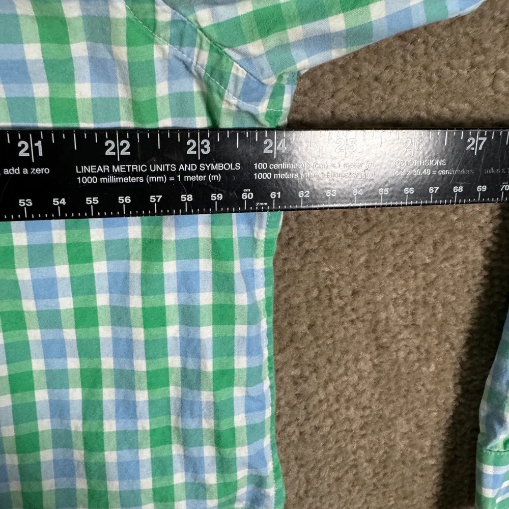 Vineyard Vines Button Down Mens Large Green Blue Gingham Whale Shirt Casual